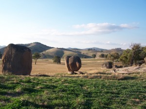 Boulders scattered on hillsides Central New South wales 2