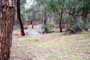 Old stone hut in rugged bush for production location